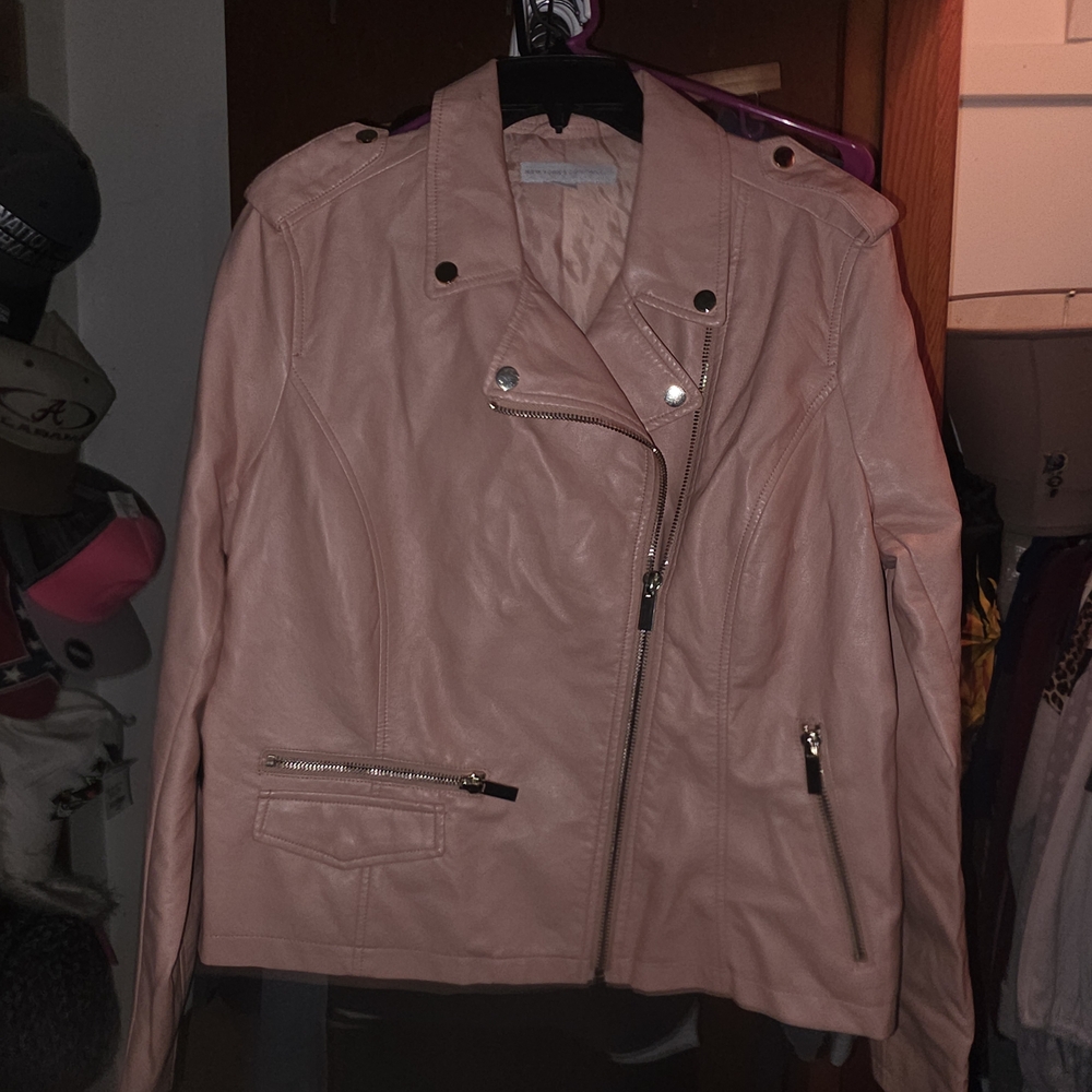 New York & Company Light Pink Leather Jacket